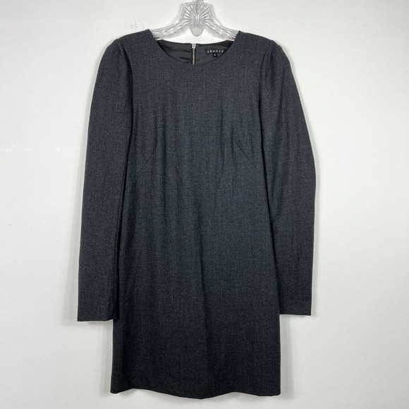Theory Dresses & Skirts - Theory Dress Size 0 Gray Mini Short Shift Long Sleeve Lined Wool Blend